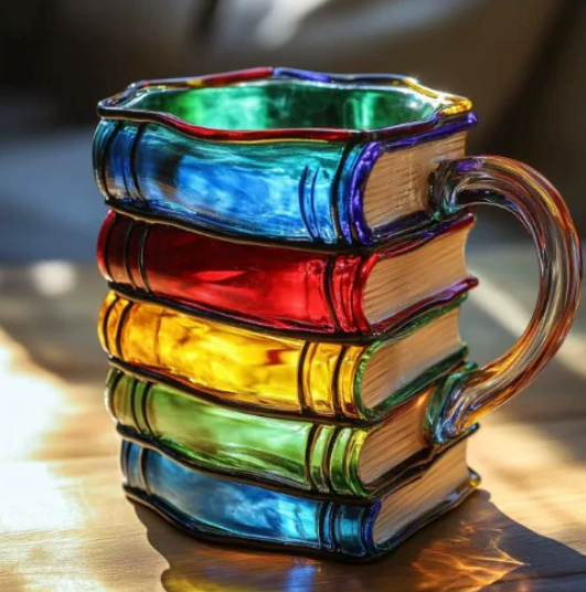 Artisan Bunte Buch-Themen Tasse